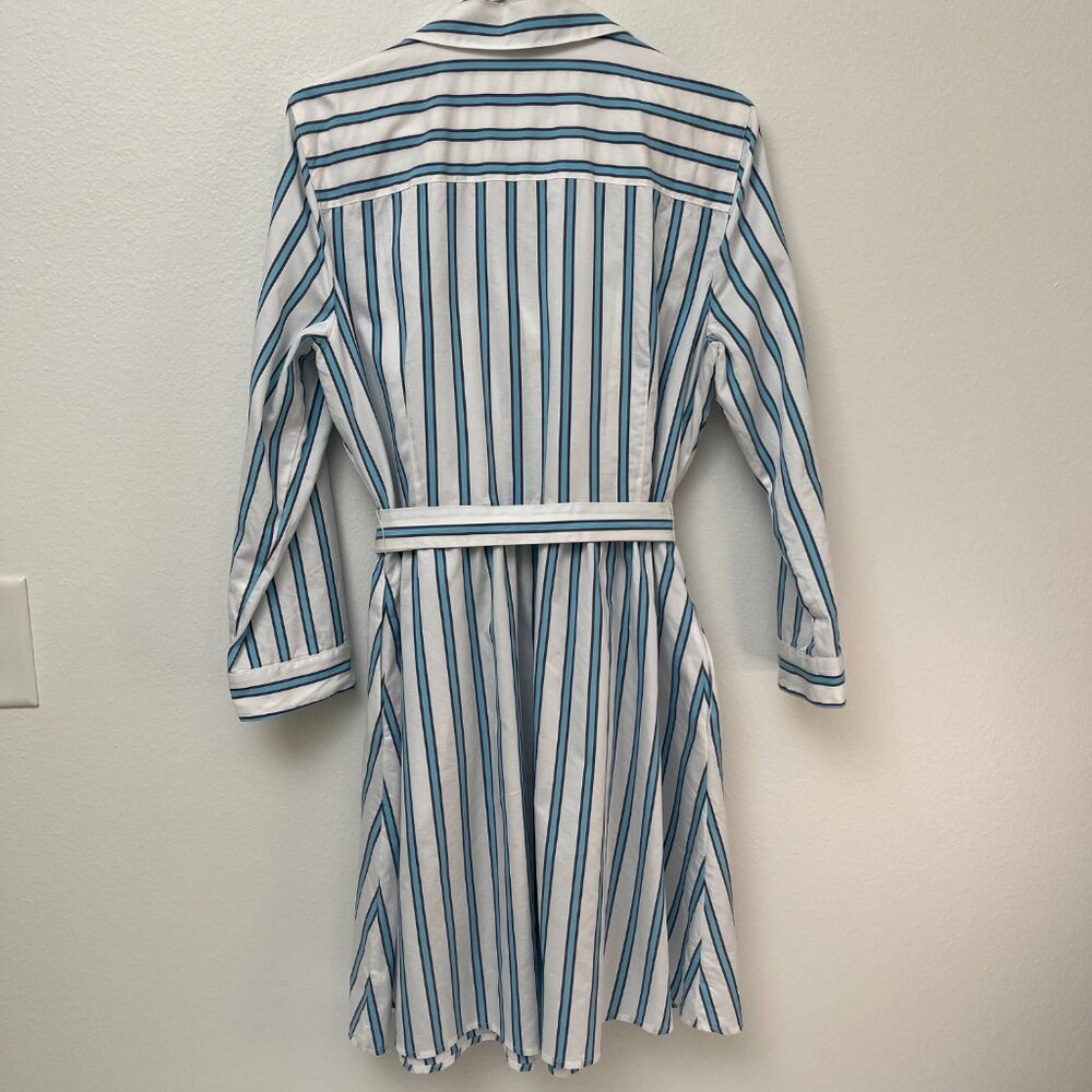 Draper James Blue and White Striped Midi Shirt Dress - Picture 4 of 16